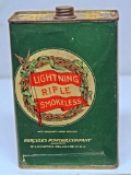 Hercules Powder Co. Lightning Smokeless Rifle Powder Tin, Any contents will be emptied prior to