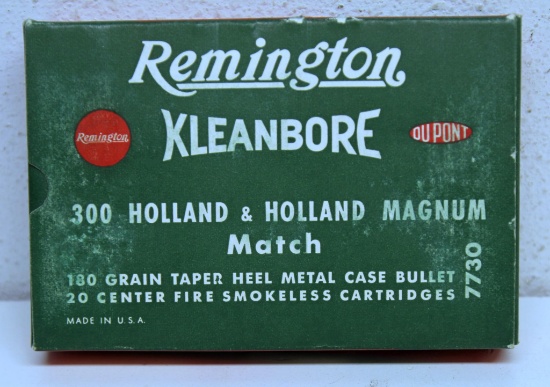 Full Vintage Box Remington .300 H&H Magnum Match 180 gr. Taper Heel Cartridges Ammunition...