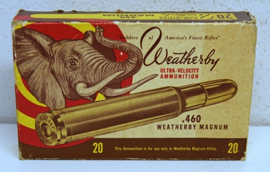 Full Vintage Weatherby Elephant Box .460 Weatherby Magnum 500 gr. SP Cartridges Ammunition...