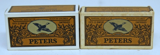 2 Different Full Vintage Boxes Peters .22 Cartridges Ammunition - .22 Short, .22 Long...