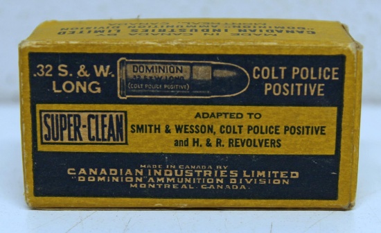 Full Vintage Box C-I-L Super-Clean .32 S&W Long Colt Police Positive Cartridges Ammunition...