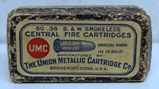 Full Vintage Two Piece Box UMC .38 S&W Cartridges Ammunition