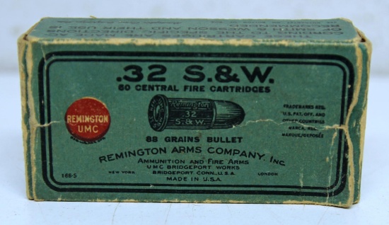 Full Vintage Box Remington UMC .32 S&W Black Powder Cartridges Ammunition...