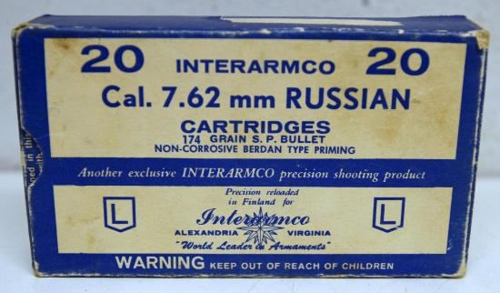 Full Box Interarmco...7.62 mm Russian Cartridges Ammunition...