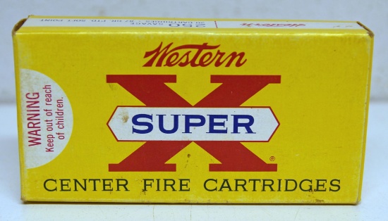 Full Vintage Box Western Super X .250 Savage 87 gr. PTD. SP Cartridges Ammunition...