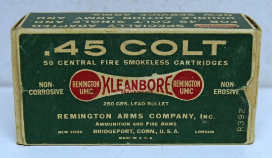 Full Vintage Remington Dog Bone Box .45 Colt 250 gr. Cartridges Ammunition...