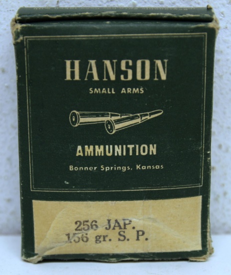Full Box of 10 Hanson's Custom Loading Co. .256 Jap. 156 gr. SP Cartridges Ammunition...