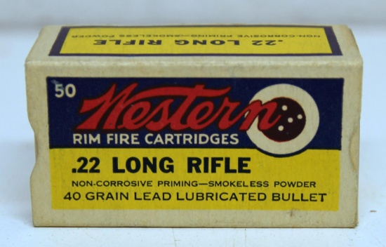 Full Vintage Box Western .22 LR Cartridges Ammunition...