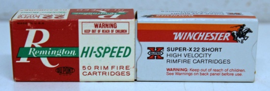 Full Vintage Box Remington .22 LR HP and Full Box Winchester Super-X .22 Short Cartridges