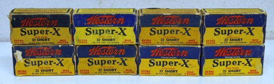 8 Full Vintage Boxes Western Super-X .22 Short Cartridges Ammunition...