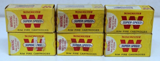 6 Full Vintage Boxes Winchester Super-Speed .22 LR Cartridges Ammunition...