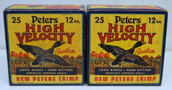 2 Full Vintage Boxes Peters High Velocity 12 Ga. 2 3/4" 5 Shot Shotshells Ammunition...