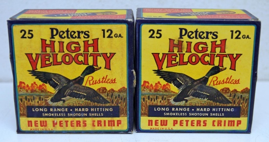 2 Full Vintage Boxes Peters High Velocity 12 Ga. 2 3/4" 5 Shot Shotshells Ammunition...