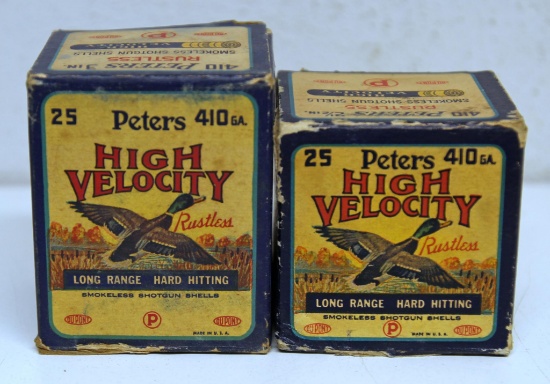 Full Vintage Box Peters High Velocity .410 Ga. 3" Shotshells and Partial Vintage Box of 10 Peters