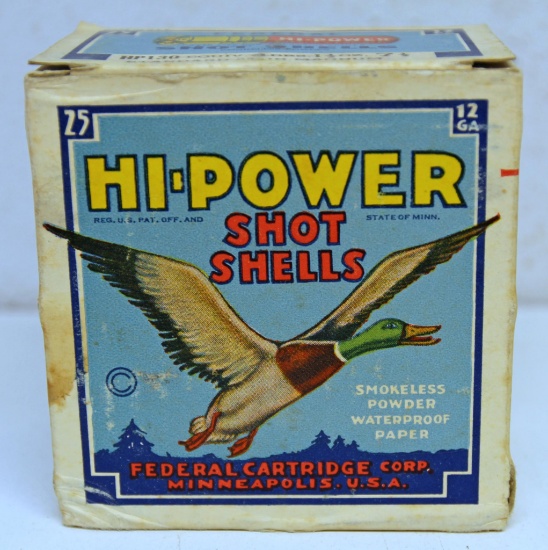 Full Vintage Box Federal Hi-Power 12 Ga. 2 3/4" Shotshells Ammunition...