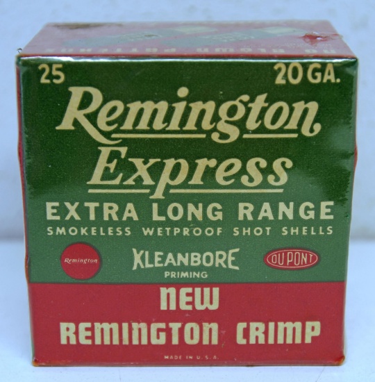 Full Vintage Box Remington Express 20 Ga. 2 3/4" Shotshells Ammunition...