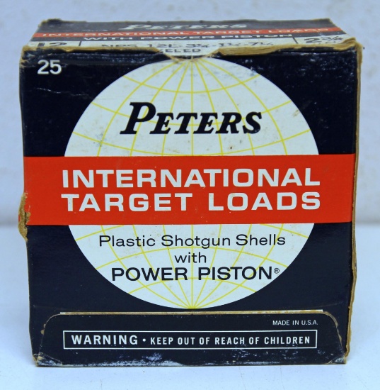 Full Vintage Box Peters International Target Loads 12 Ga. 2 3/4" 7 1/2 Shot Shotshells Ammunition...