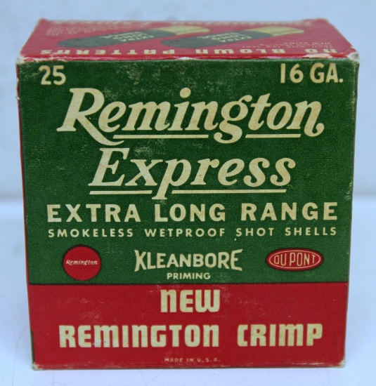 Full Vintage Box Remington Express 16 Ga. 2 3/4" Shotshells Ammunition...