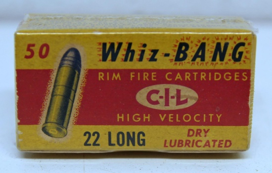 Full Vintage Box C-I-L Whiz-Bang .22 Long Cartridges Ammunition...