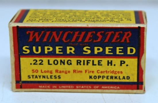 Full Vintage Box Winchester Super Speed .22 LR HP Cartridges Ammunition...