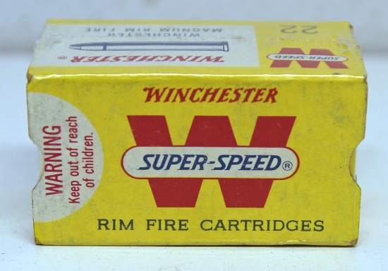 Full Vintage Box Winchester Super-Speed .22 Winchester Magnum JHP Cartridges Ammunition...