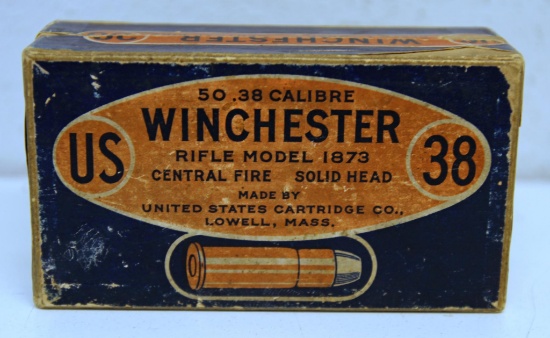 Full Vintage Two Piece Box U.S. Cartridge Co. .38 WCF Cartridges Ammunition for Winchester Model