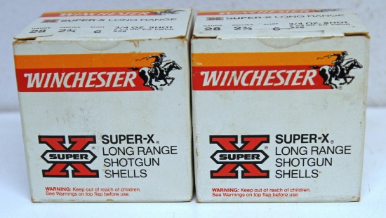 2 Full Boxes Winchester Super-X Long Range 28 Ga. 2 3/4" 6 Shot Shotshells Ammunition...