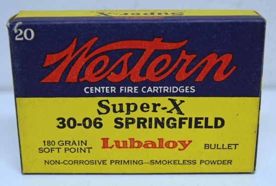 Full Vintage Box Western Super-X .30-06 Springfield 180 gr. SP Cartridges Ammunition...