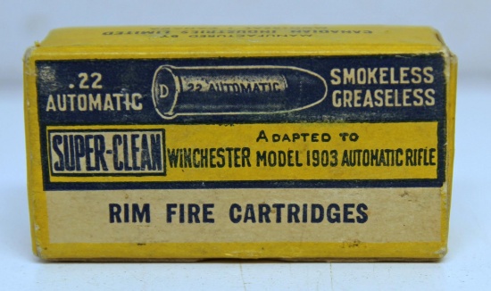 Full Vintage Box C-I-L Super-Clean .22 Automatic Cartridges Ammunition for Winchester Model 1903...