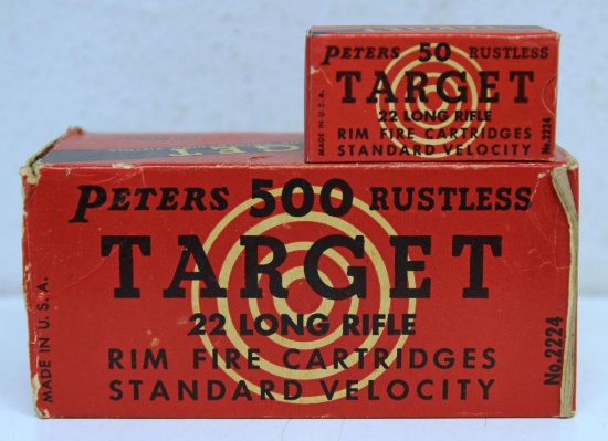 Full Vintage Brick Peters Target .22 LR Cartridges Ammunition - Brick box has loose end flap...