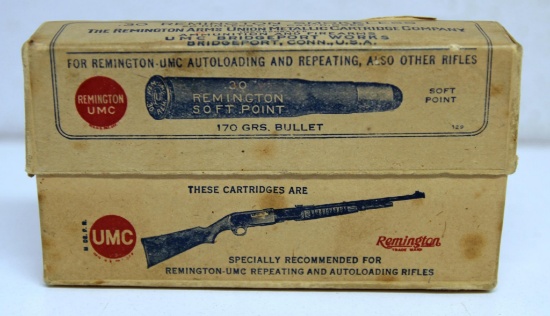 Full Vintage Sealed Two Piece Box Remington UMC .30 Remington Cartridges Ammunition...