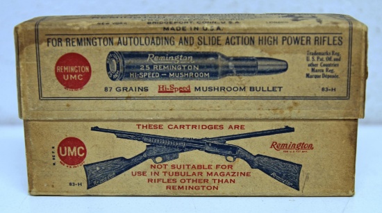 Full Vintage Two Piece Box Remington UMC .25 Remington Cartridges Ammunition...