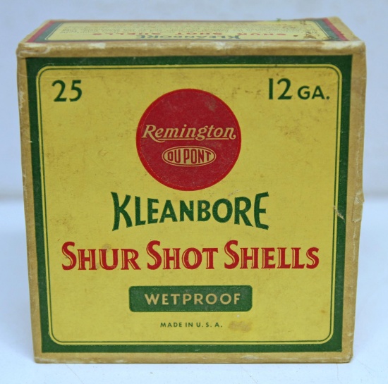 Full Vintage Box Remington Shur Shot 12 Ga. 2 5/8" Shotshells Ammunition...