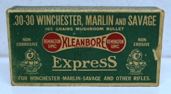 Rare! Full Vintage Remington Dog Bone Train Engine Box .30-30 Winchester Cartridges Ammunition...