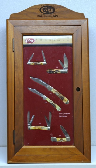 Case Store Counter Top Knife Display with 6 Stag Handle Case Knives, No Boxes, No Other Inventory,