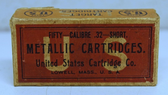 Full Vintage Box U.S. Cartridge Co. .32 Short Rim Fire Cartridges Ammunition...
