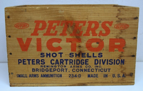 Peters Victor 12 Ga. Shotshells Wooden Ammo Box...