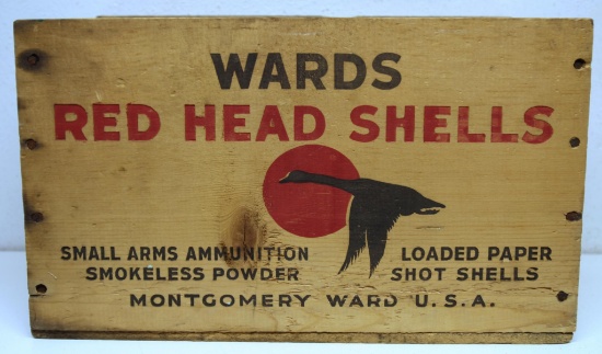 Wards Red Head 12 Ga. Shotshells Wooden Ammo Box - Montgomery Ward...