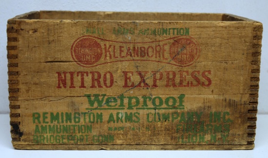 Remington Nitro Express Dog Bone Box 20 Ga. Shotshells Wooden Ammo Box...