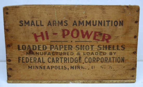 Federal Hi-Power 12 Ga. Monark Shotshells Wooden Ammo Box...