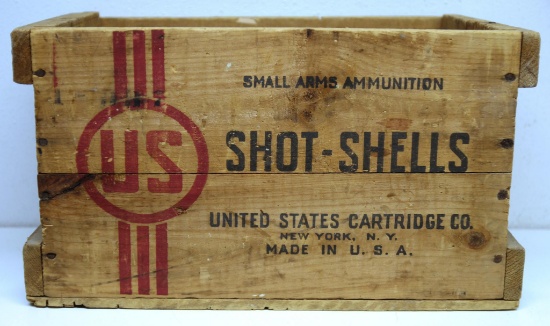 U.S. Cartridge Co. Ajax Heavies 12 Ga. Shotshells Wooden Ammo Box...