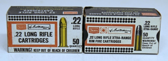 2 Different Full Vintage Boxes Sears Ted Williams .22 LR Cartridges Ammunition...