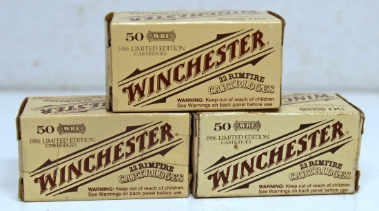 3 Full Boxes 1986 Limited Edition Winchester .22 WRF Cartridges Ammunition...