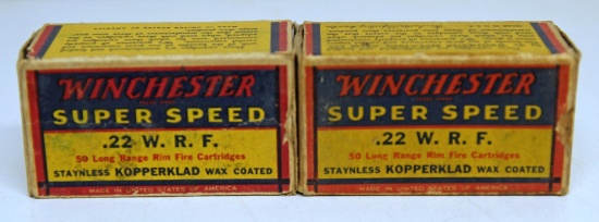2 Full Vintage Boxes Winchester Super Speed .22 WRF Cartridges Ammunition...