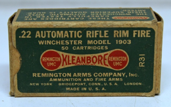 Full Vintage Remington Dog Bone Box .22 Automatic Rifle Cartridges Ammunition for Winchester Model