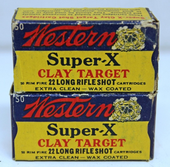 2 Full Vintage Boxes Western Super-X Clay Target .22 LR Shot Cartridges Ammunition...