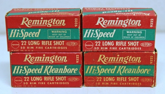 4 Full Vintage Boxes Remington .22 LR Shot Cartridges Ammunition...