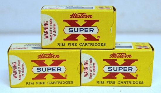3 Full Vintage Boxes Western Super-X .22 LR No. 12 Shot Cartridges Ammunition...