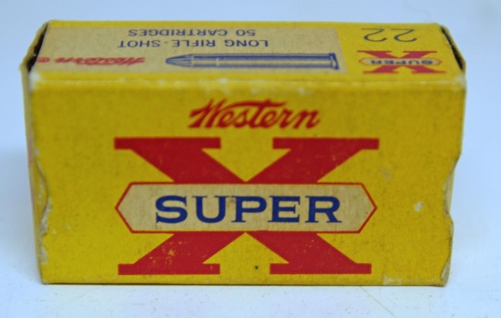 Full Vintage Box Western Super-X .22 LR No. 12 Shot Cartridges Ammunition - Pre-warning Box...