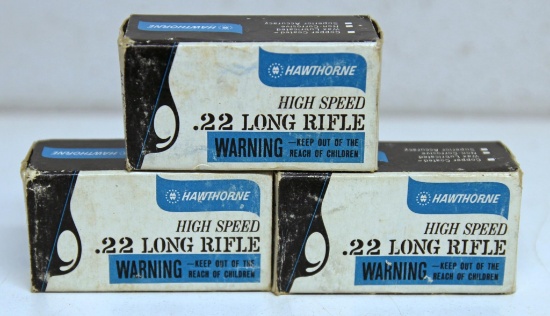3 Full Vintage Boxes Montgomery Ward Hawthorne .22 LR Cartridges Ammunition...